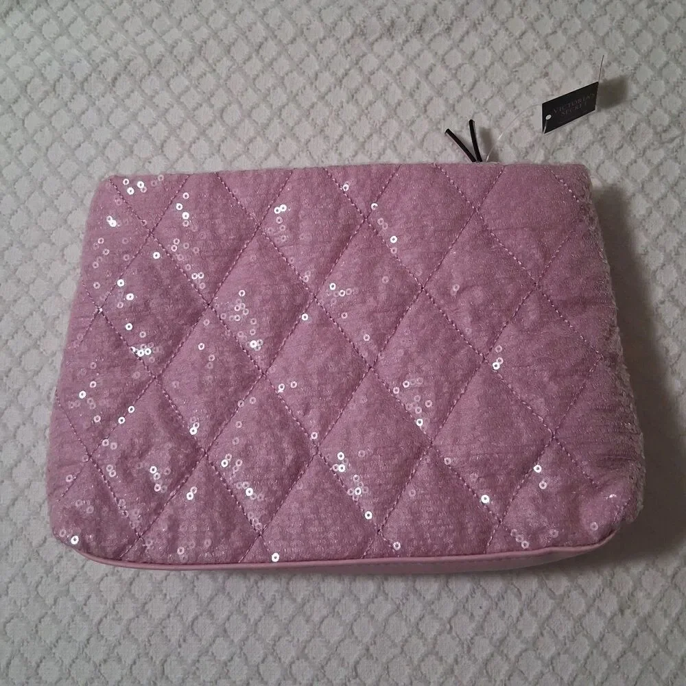 NWT Sequin Pink Makeup Small Clutch Bag Glam Sparkle Coqutte Princess Barbie